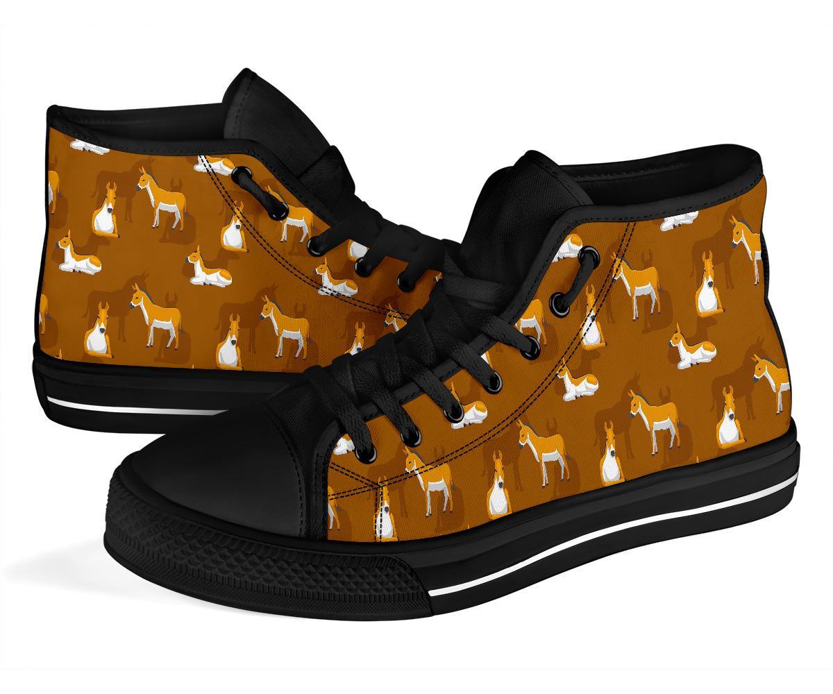 Brown Donkey Pattern Print Men Women's High Top Shoes-grizzshop