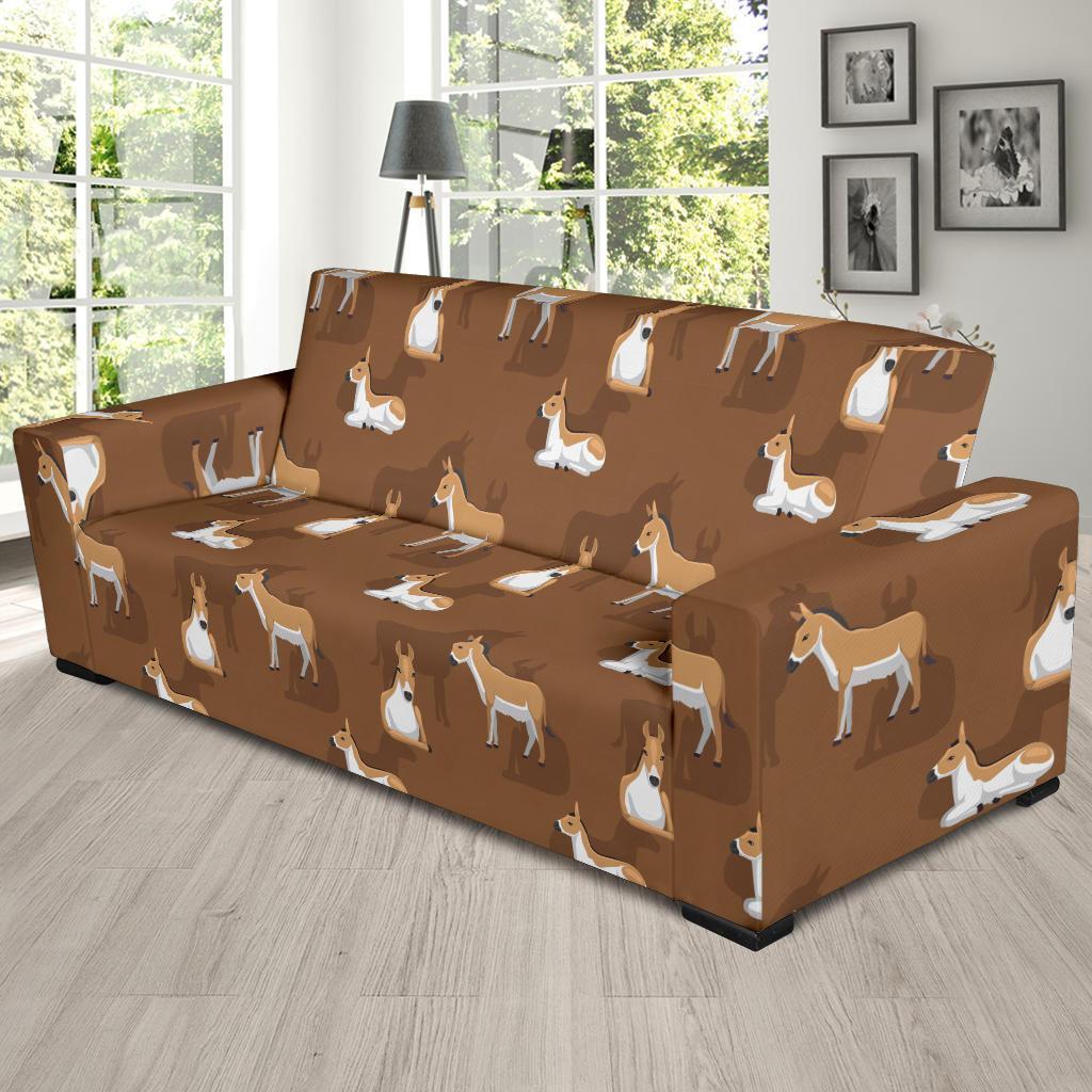 Brown Donkey Pattern Print Sofa Covers-grizzshop