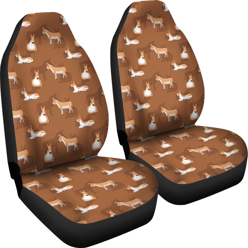 Brown Donkey Pattern Print Universal Fit Car Seat Cover-grizzshop