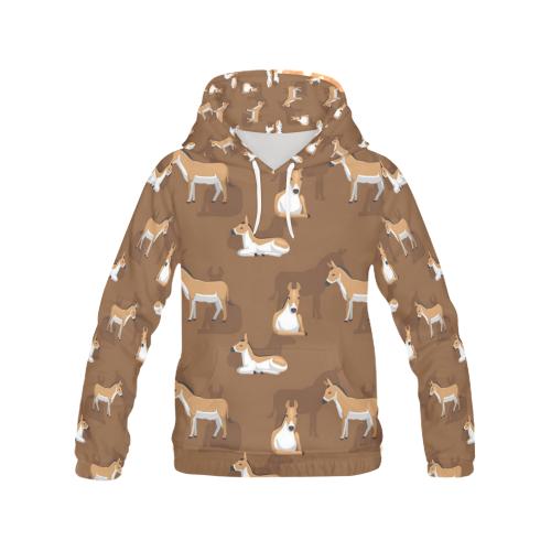 Brown Donkey Pattern Print Women Pullover Hoodie-grizzshop