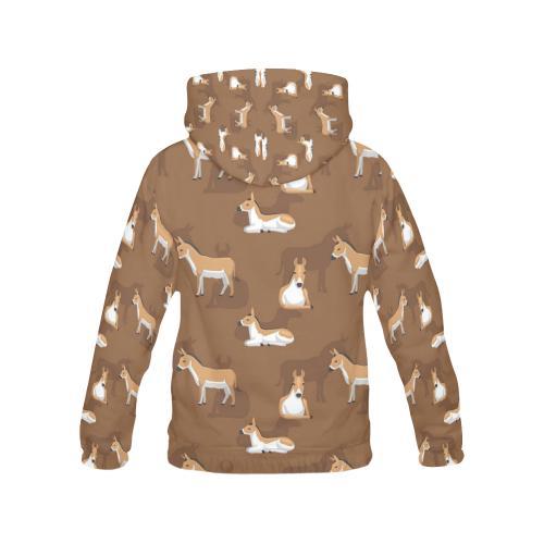 Brown Donkey Pattern Print Women Pullover Hoodie-grizzshop