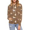 Brown Donkey Pattern Print Women Pullover Hoodie-grizzshop