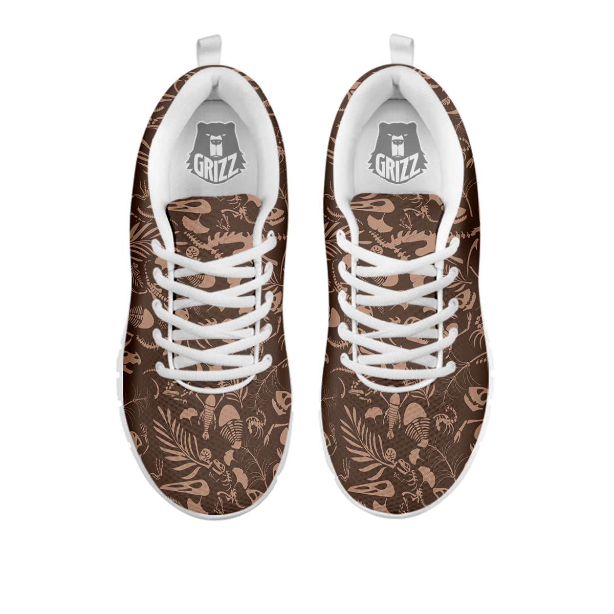 Brown Fossil Print Pattern White Sneaker-grizzshop
