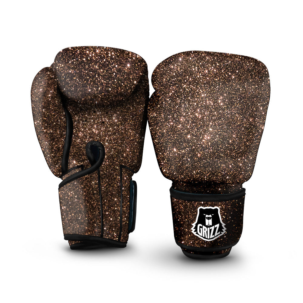 Brown Glitter Print Boxing Gloves-grizzshop