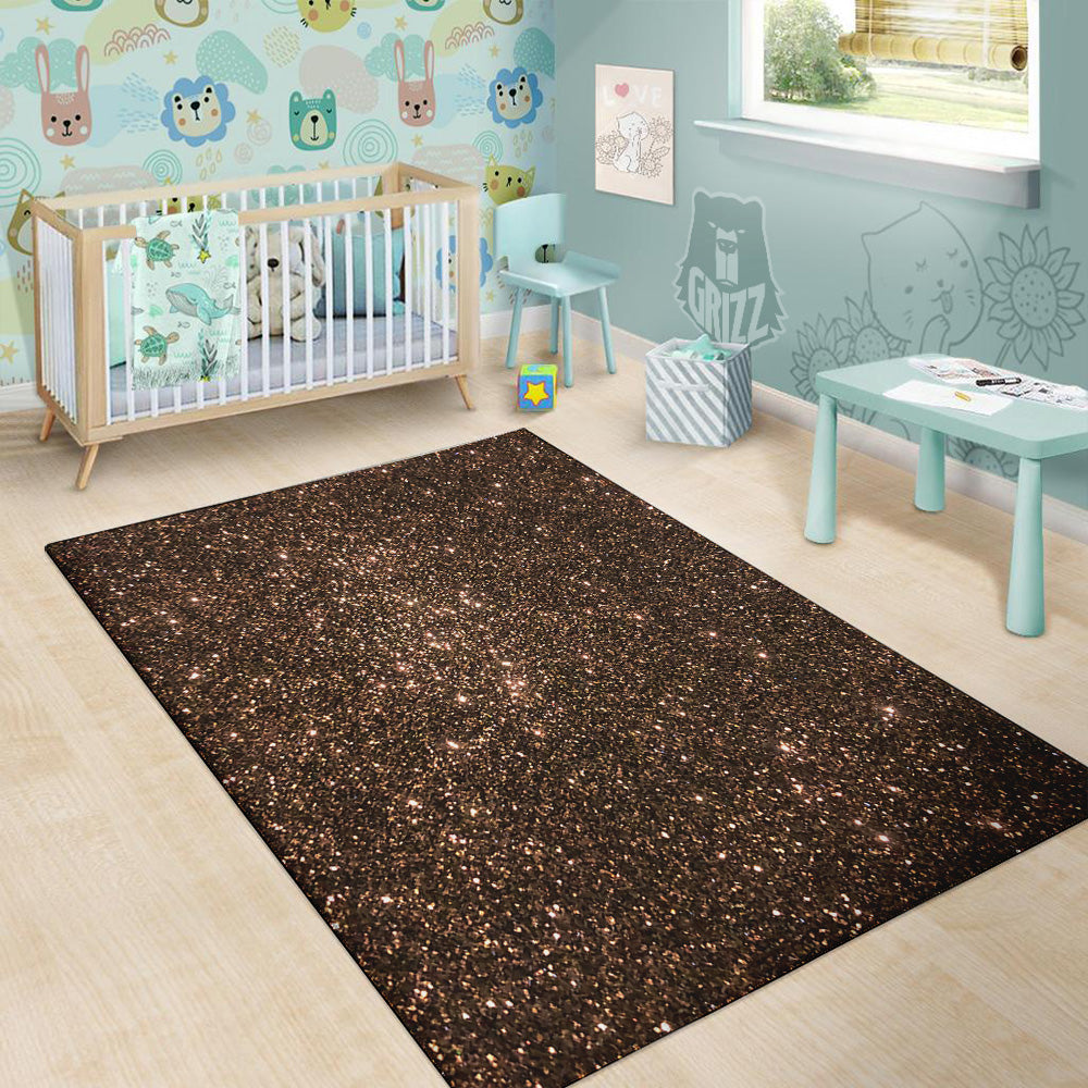 Brown Glitter Print Floor Mat-grizzshop