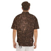 Brown Glitter Print Men's Short Sleeve Shirts-grizzshop