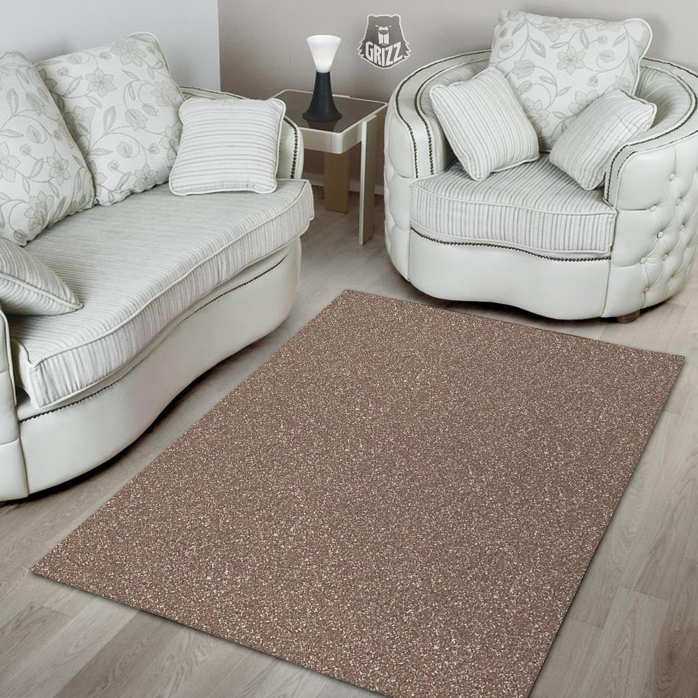 Brown Glitter Texture Print Floor Mat-grizzshop