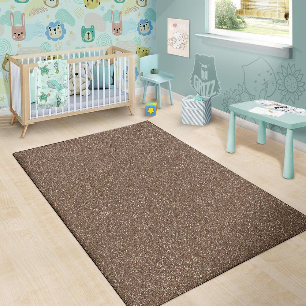 Brown Glitter Texture Print Floor Mat-grizzshop