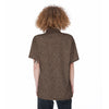 Brown Glitter Texture Print Women's Short Sleeve Shirts-grizzshop