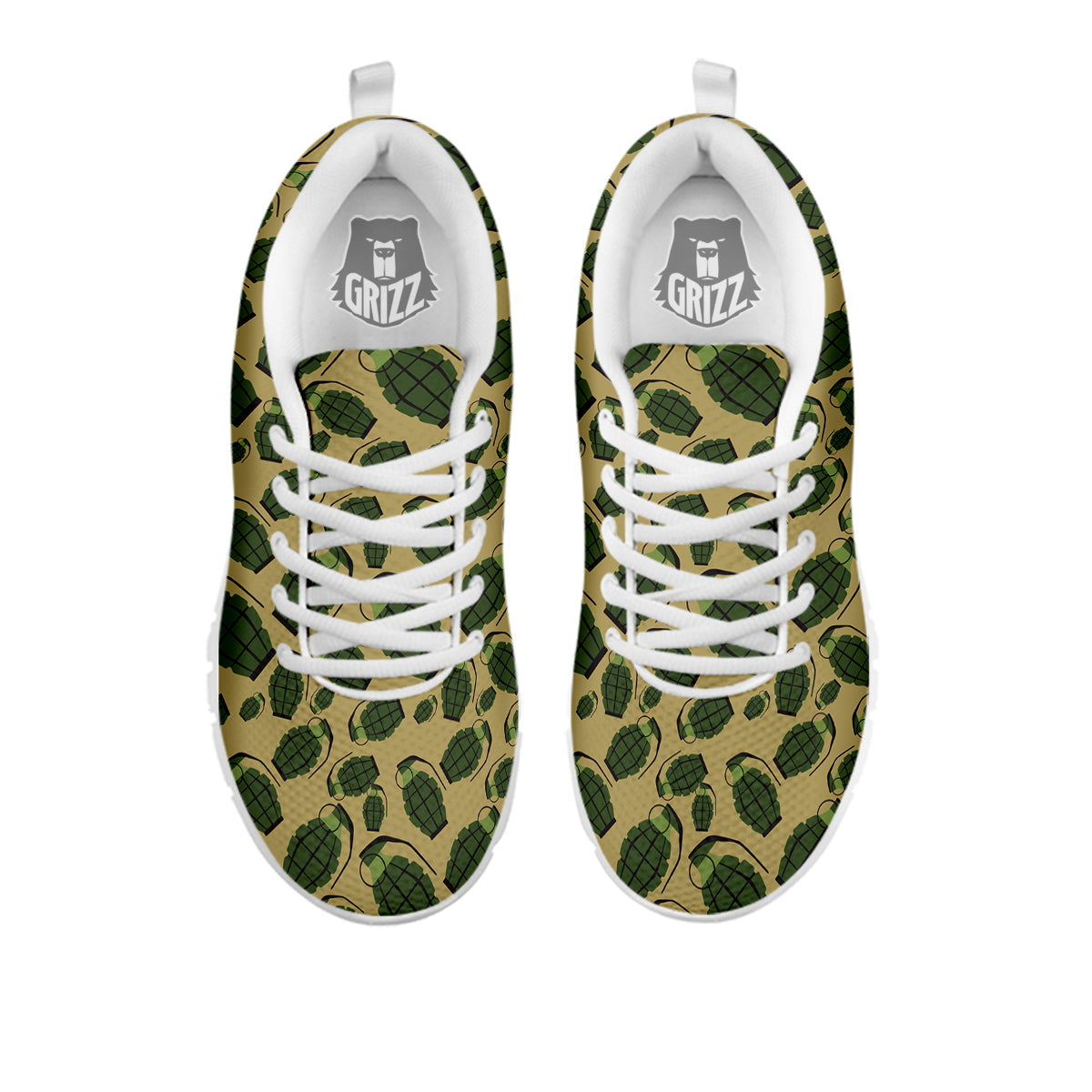 Brown Grenade Print Pattern White Sneaker-grizzshop