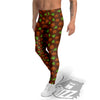 Brown Hazelnuts And Green Leaf Print Pattern Men's Leggings-grizzshop