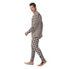 Brown Houndstooth Print Men's Pajamas-grizzshop