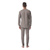 Brown Houndstooth Print Men's Pajamas-grizzshop