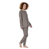 Brown Houndstooth Print Women's Pajamas-grizzshop