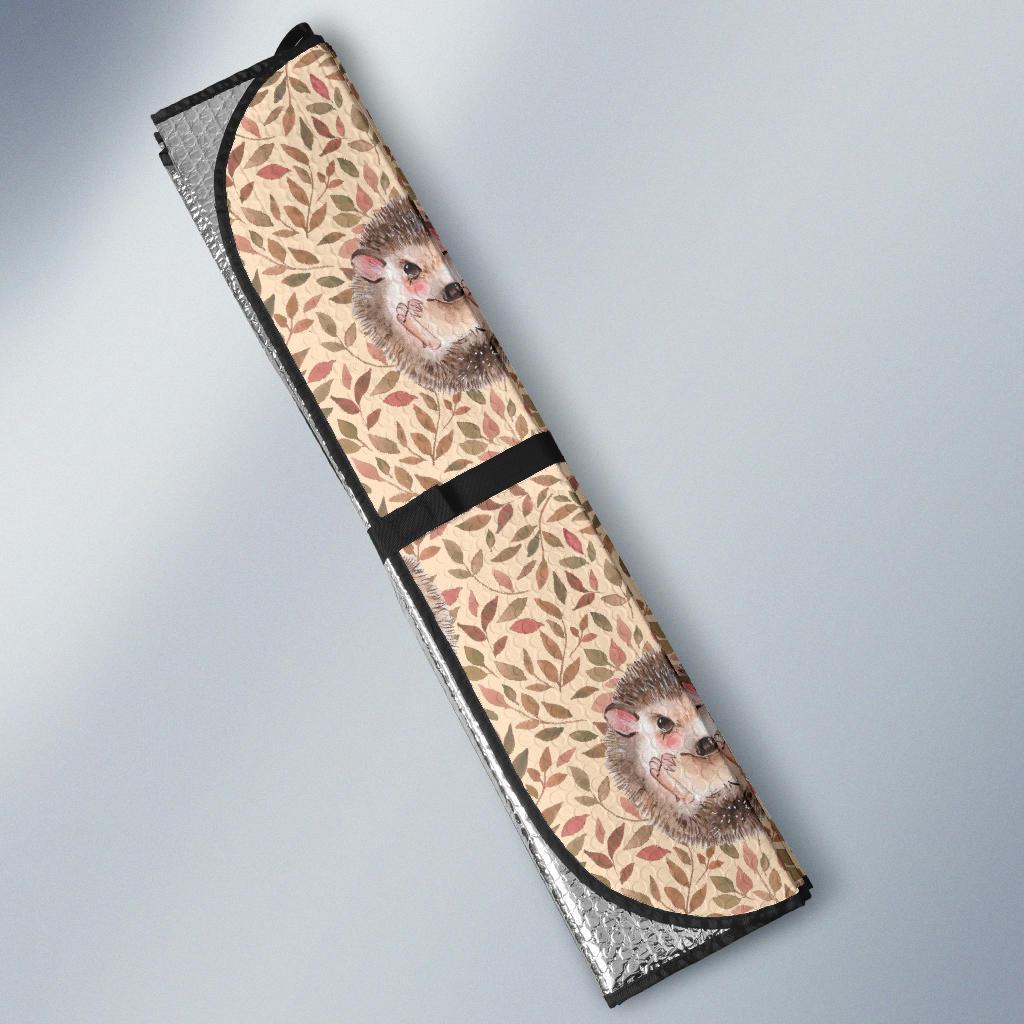 Brown Leaf Hedgehogs Car Sun Shade-grizzshop