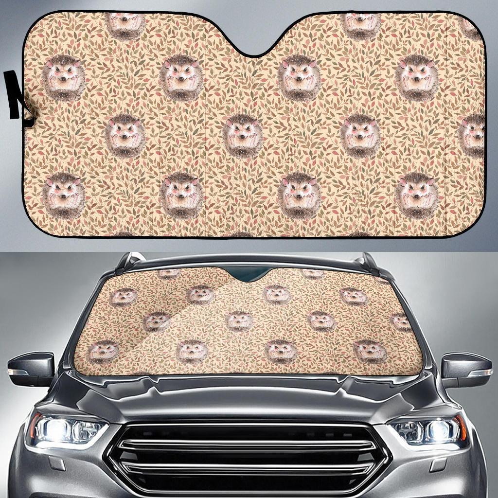Brown Leaf Hedgehogs Car Sun Shade-grizzshop