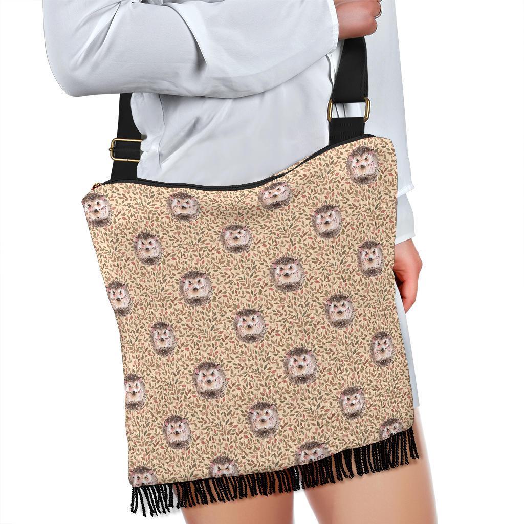 Brown Leaf Hedgehogs Crossbody Bags-grizzshop