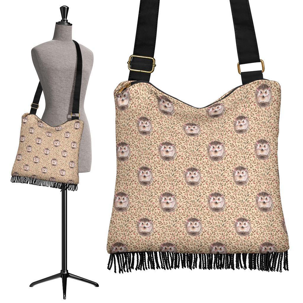 Brown Leaf Hedgehogs Crossbody Bags-grizzshop