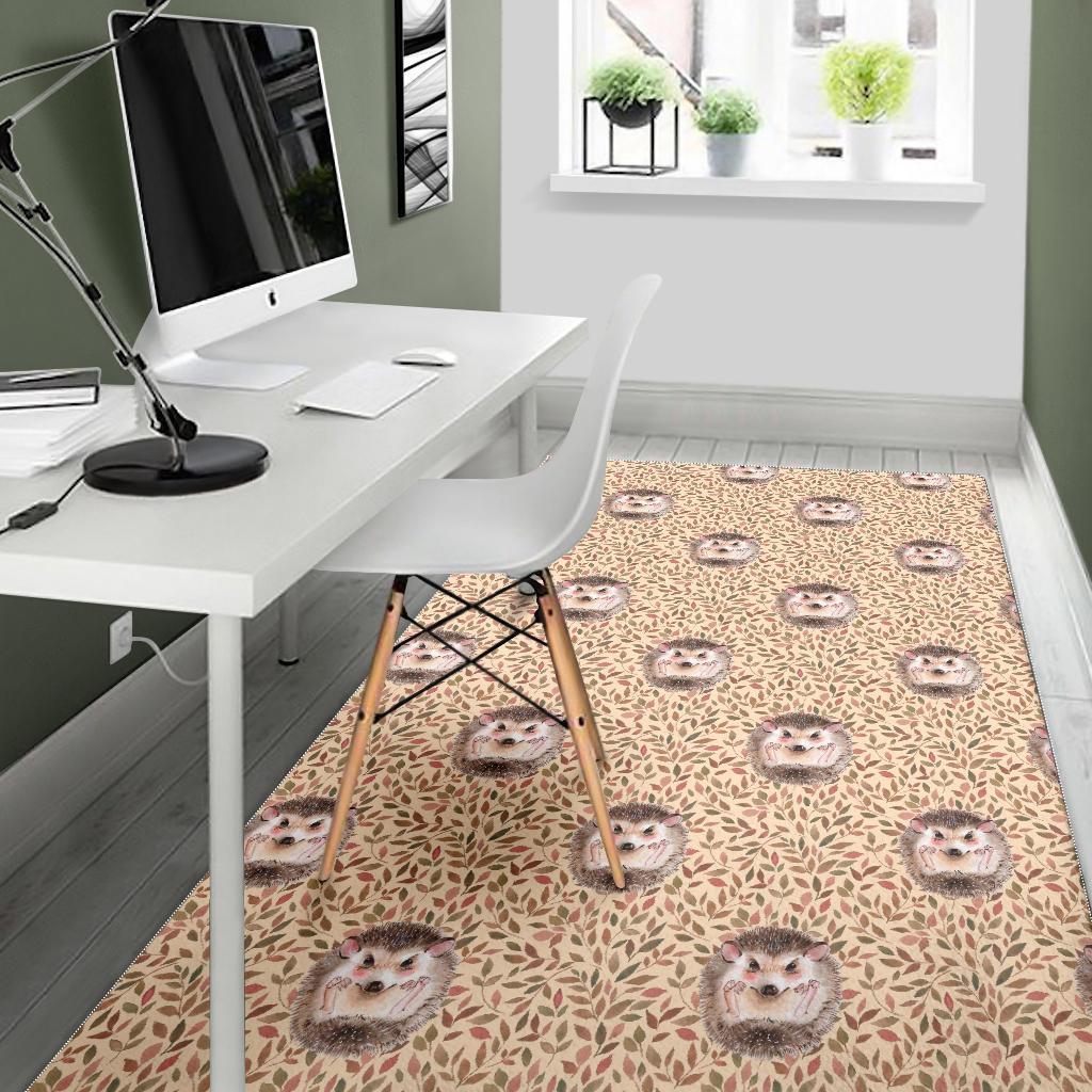 Brown Leaf Hedgehogs Floor Mat-grizzshop