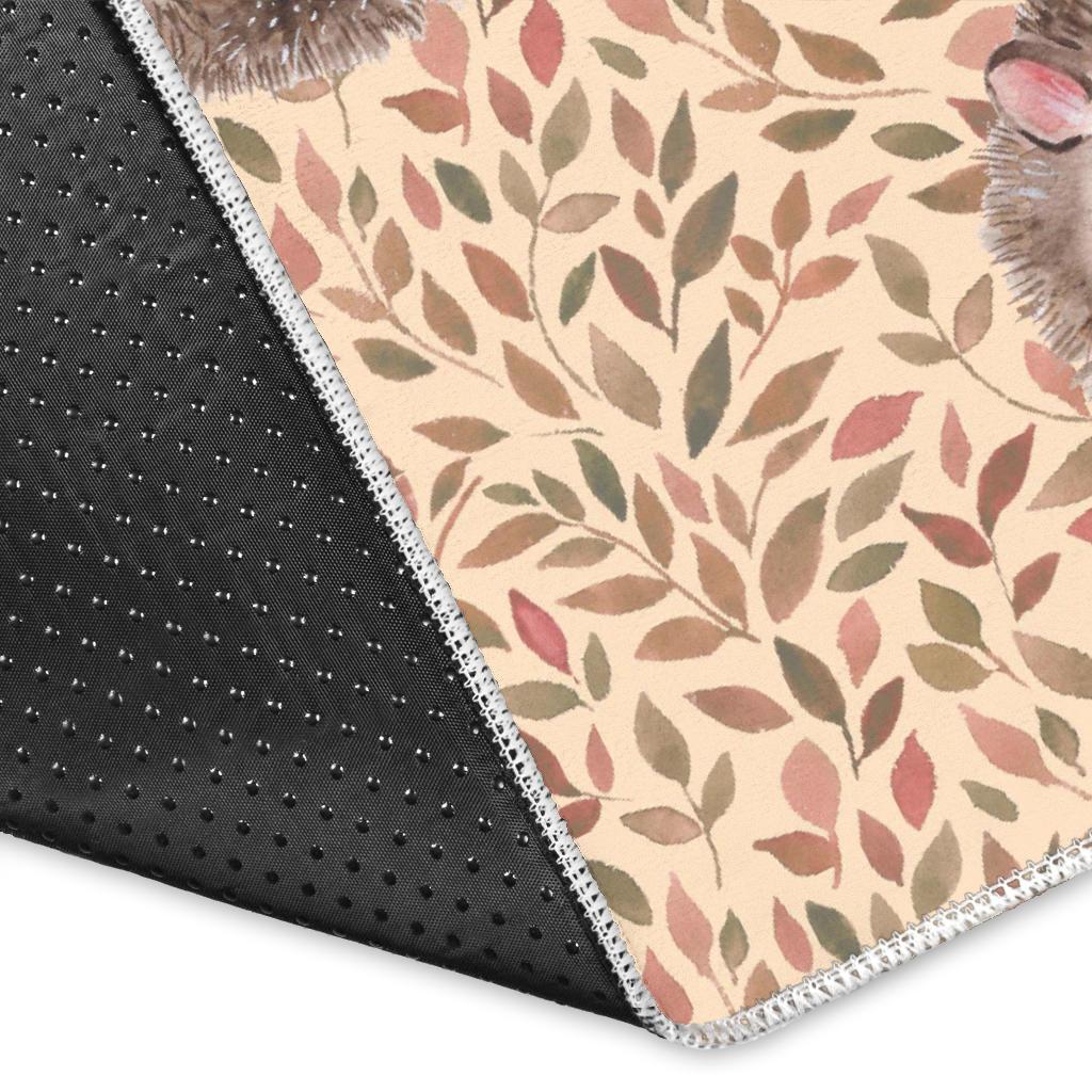 Brown Leaf Hedgehogs Floor Mat-grizzshop