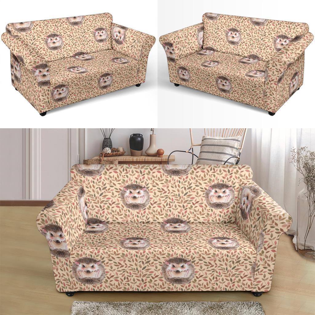 Brown Leaf Hedgehogs Loveseat Cover-grizzshop