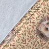 Brown Leaf Hedgehogs Pattern Print Blanket-grizzshop