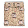 Brown Leaf Hedgehogs Pattern Print Duvet Cover Bedding Set-grizzshop