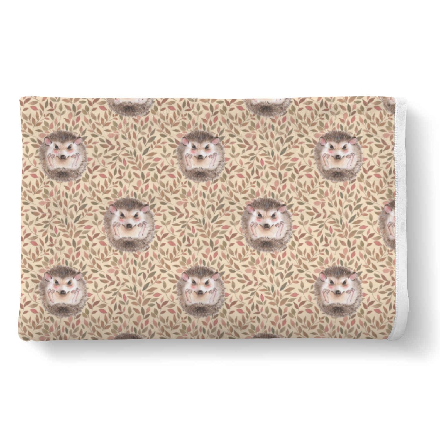 Brown Leaf Hedgehogs Pattern Print Throw Blanket-grizzshop