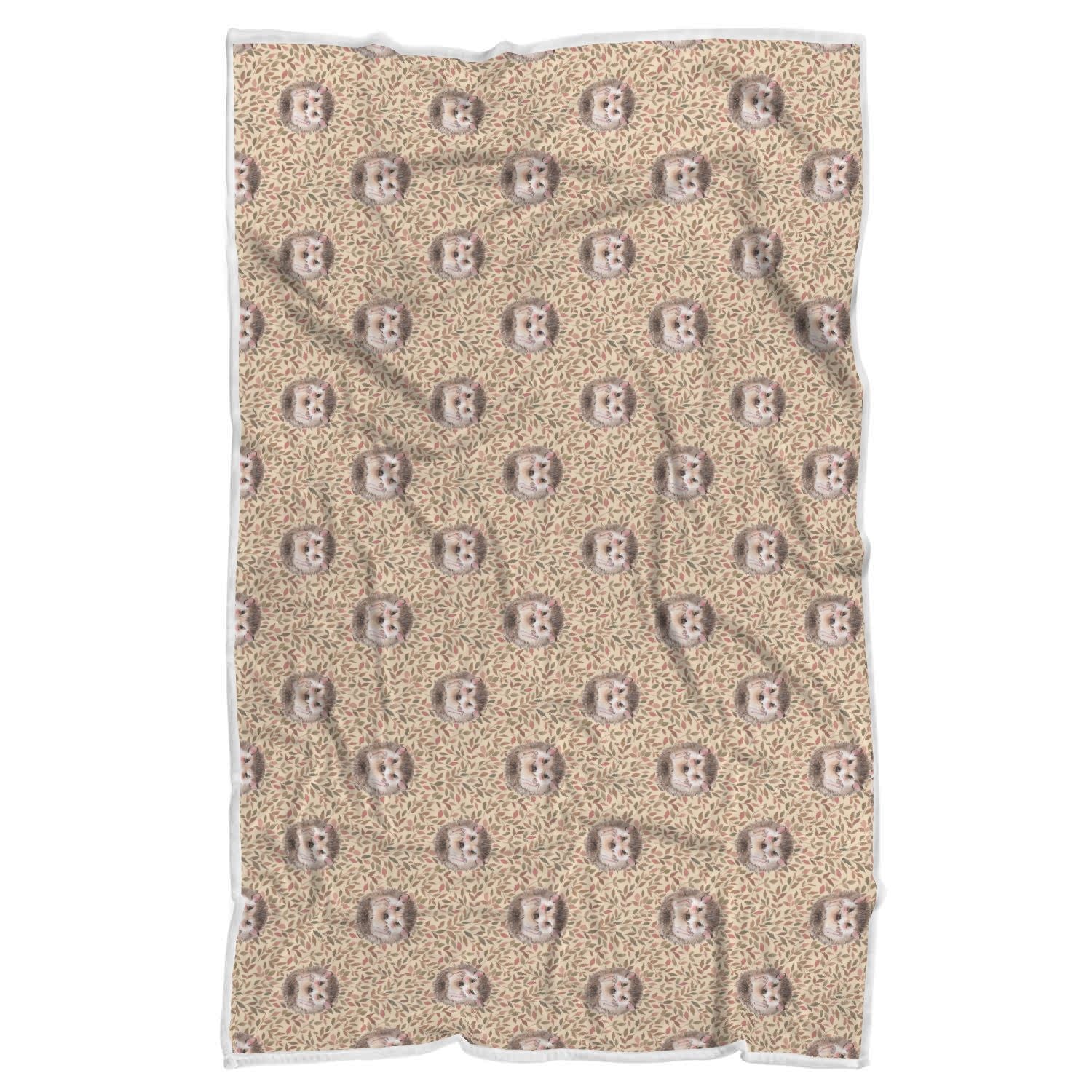 Brown Leaf Hedgehogs Pattern Print Throw Blanket-grizzshop