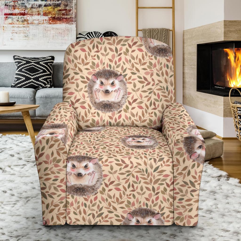 Brown Leaf Hedgehogs Recliner Cover-grizzshop