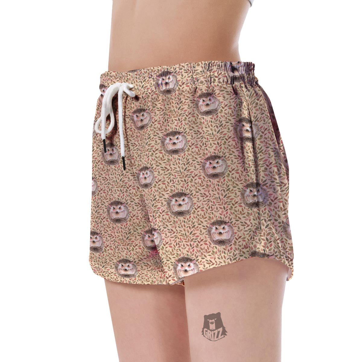 Brown Leaf Hedgehogs Women's Shorts-grizzshop