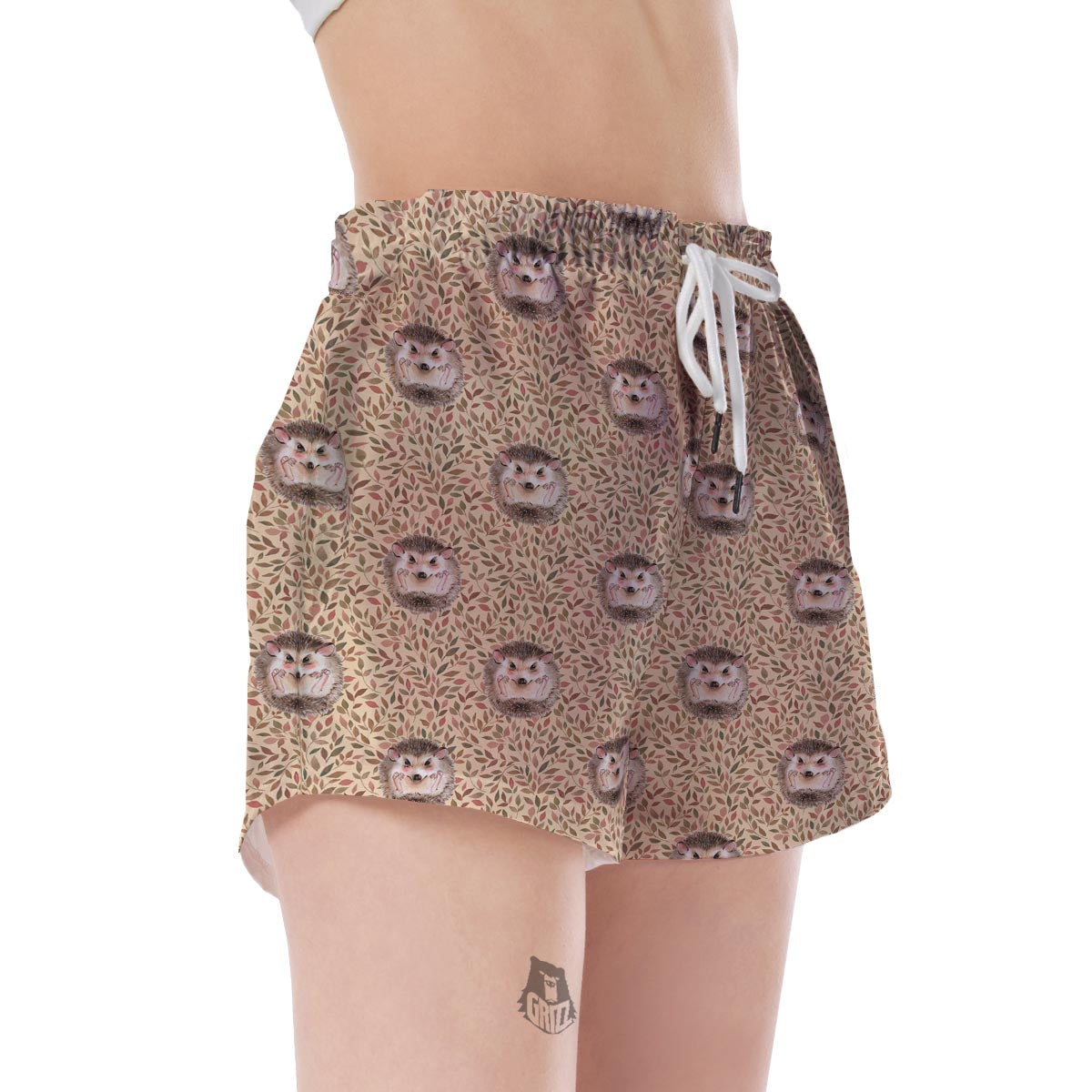 Brown Leaf Hedgehogs Women's Shorts-grizzshop