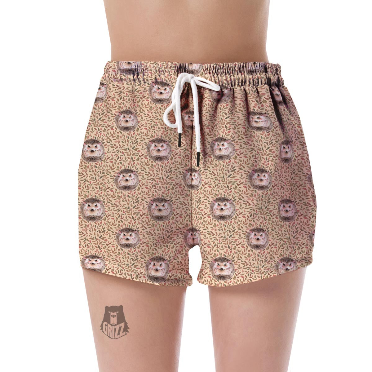 Brown Leaf Hedgehogs Women's Shorts-grizzshop