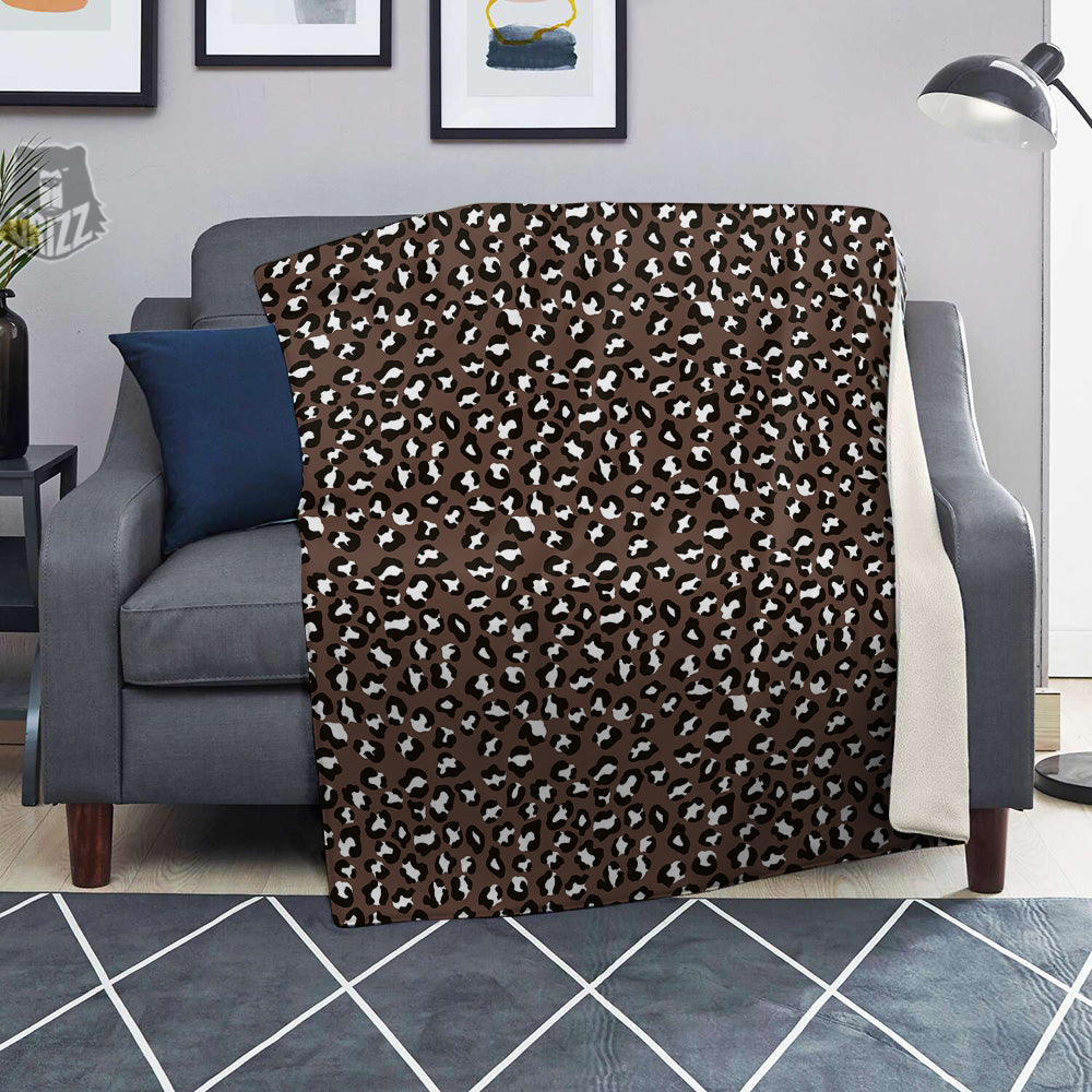 Brown Leopard Print Pattern Blanket-grizzshop