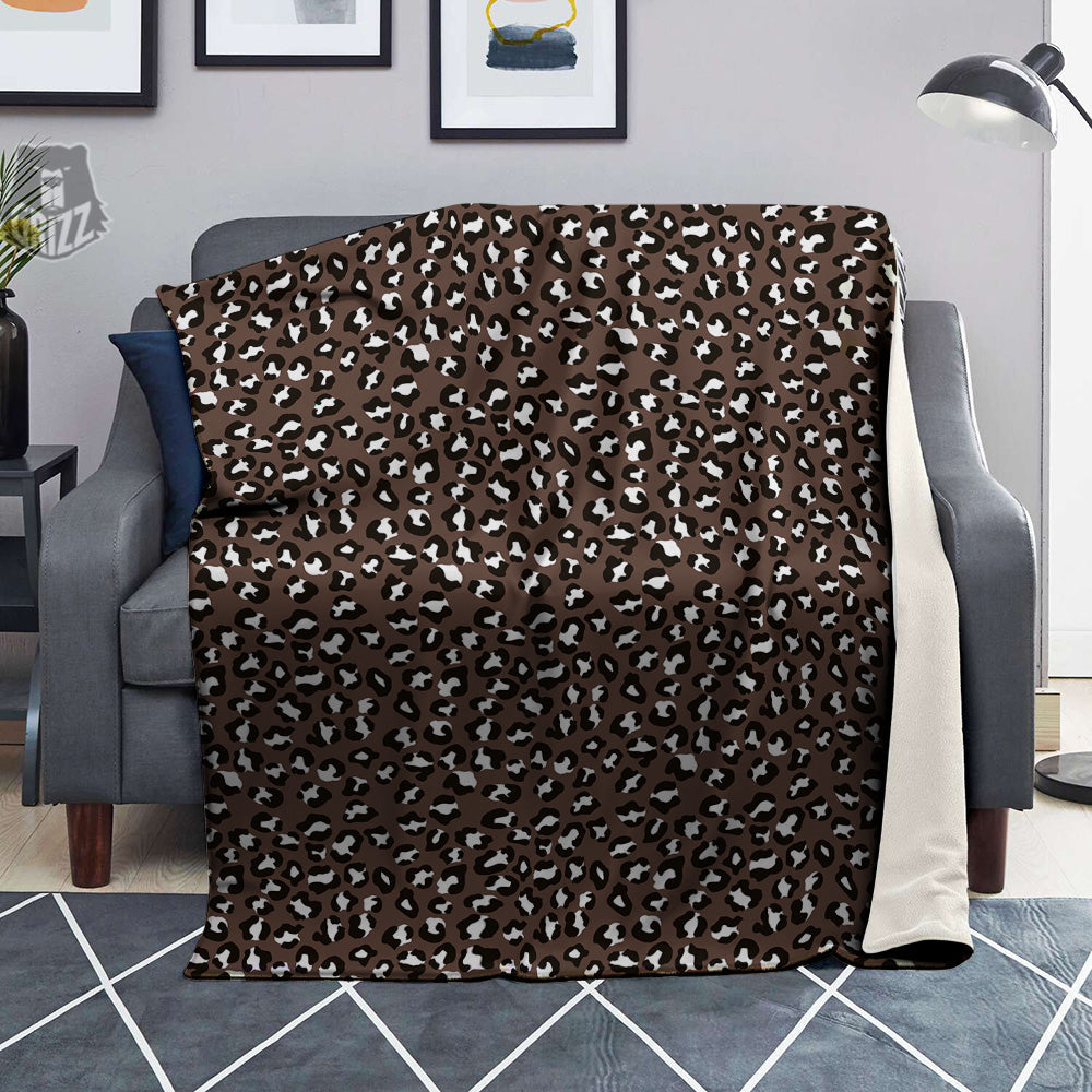 Brown Leopard Print Pattern Blanket-grizzshop