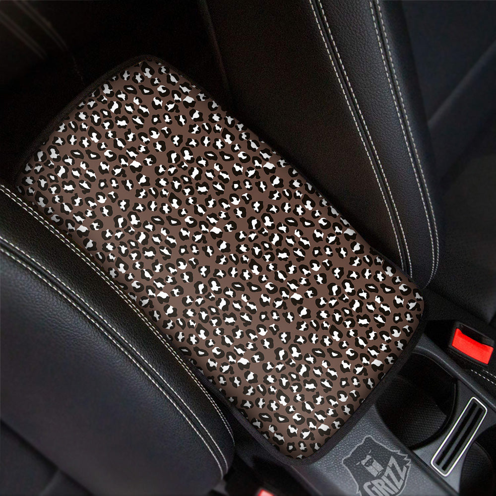 Brown Leopard Print Pattern Car Center Console Cover-grizzshop