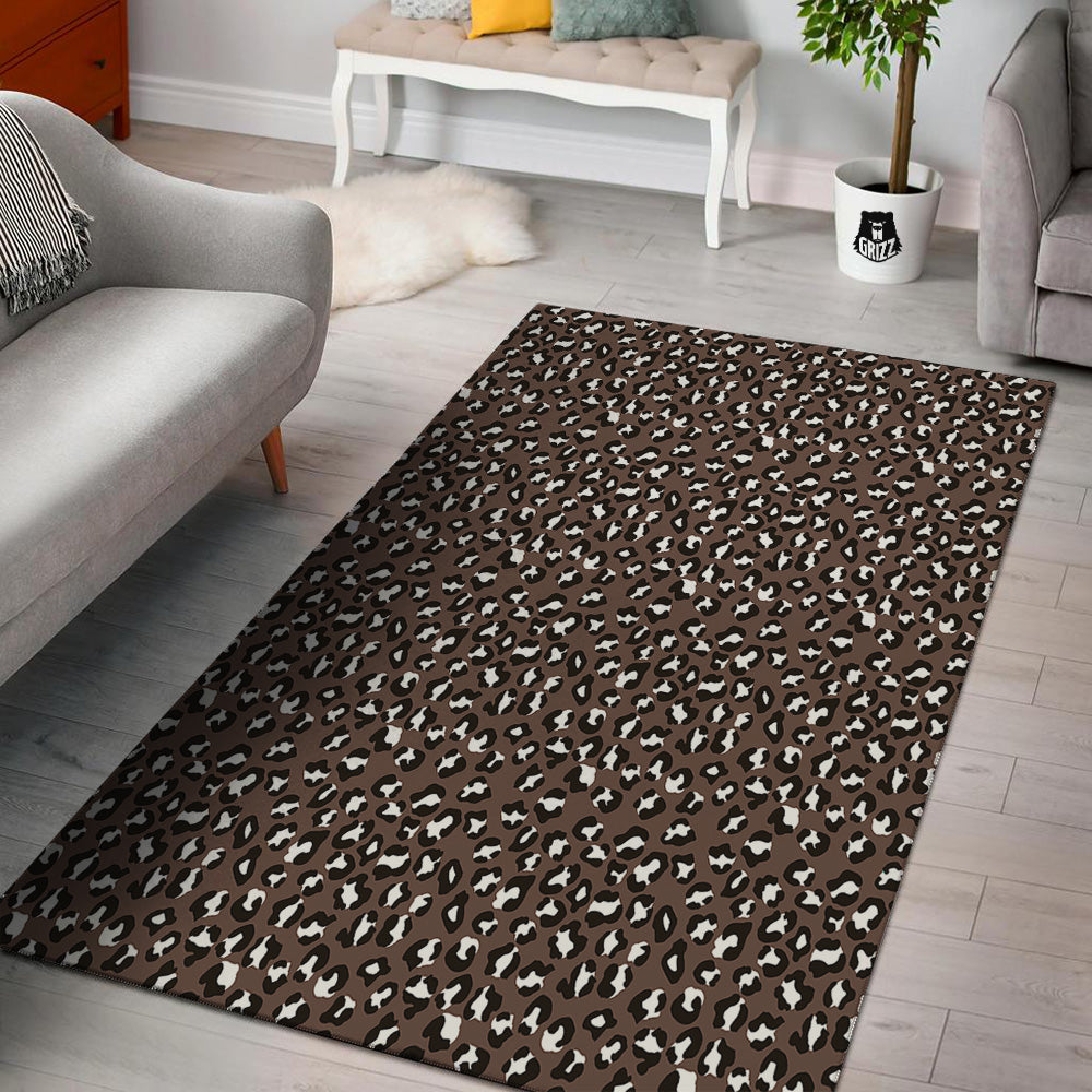 Brown Leopard Print Pattern Floor Mat-grizzshop