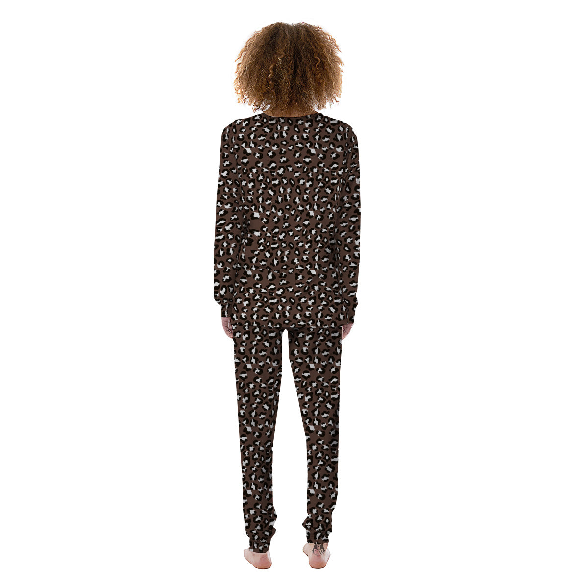 Brown Leopard Print Pattern Women's Pajamas-grizzshop