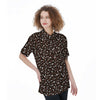 Brown Leopard Print Pattern Women's Short Sleeve Shirts-grizzshop