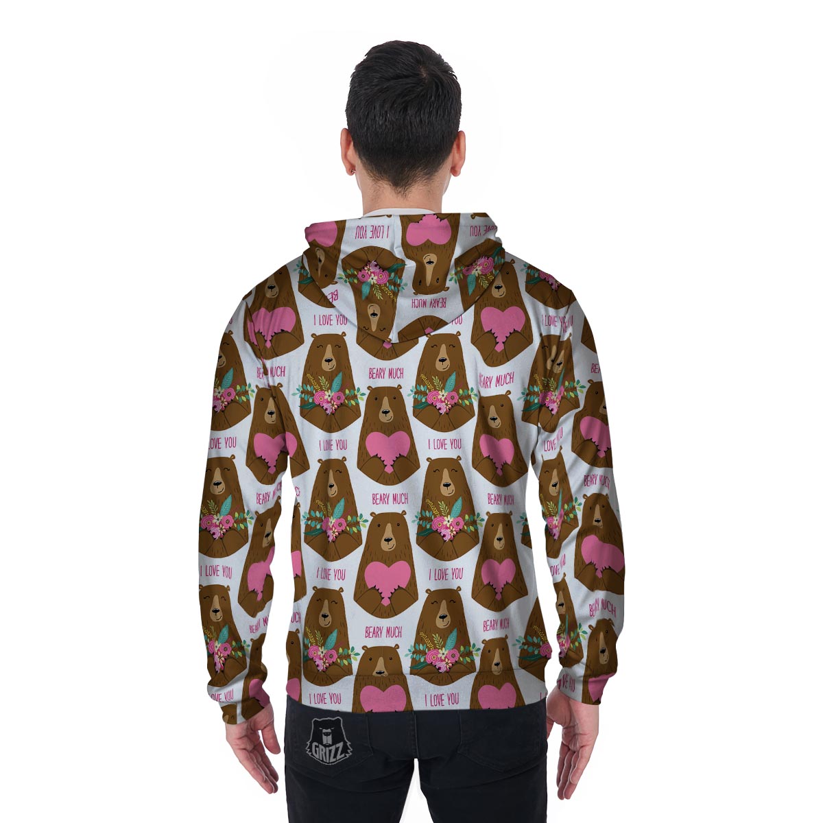 Brown Mama Bear Men's Zip Up Hoodie-grizzshop