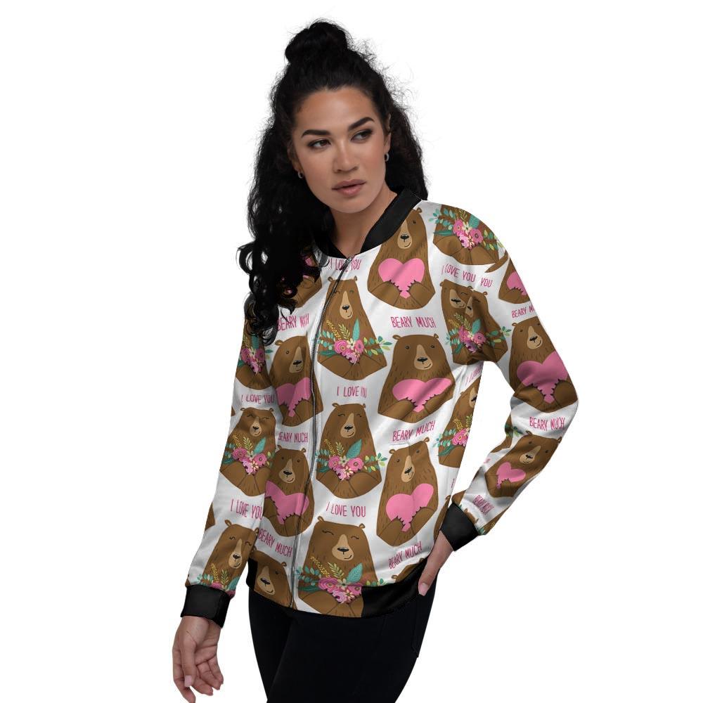 Brown Mama Bear Women's Bomber Jacket-grizzshop