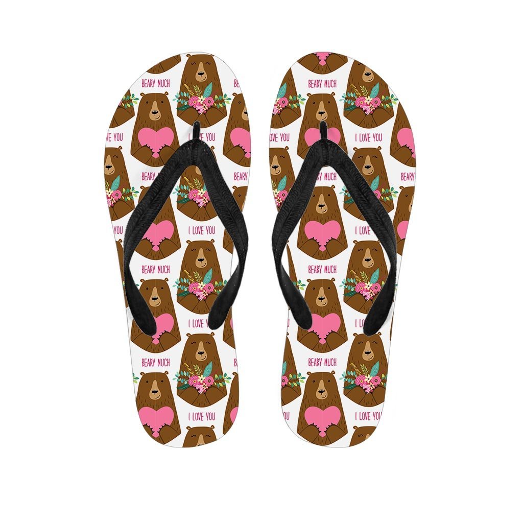 Brown Mama Bear Women's Flip Flops-grizzshop