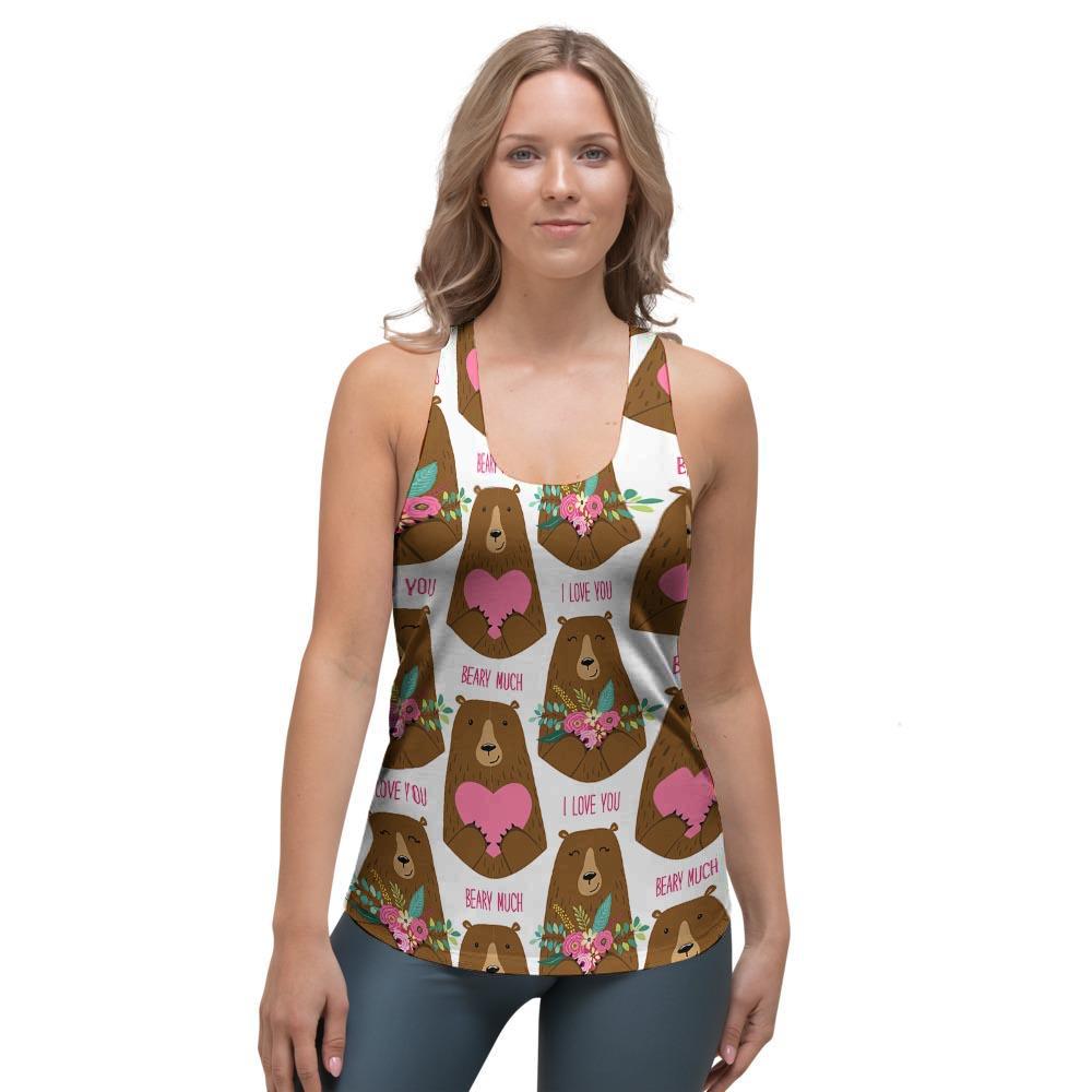 Brown Mama Bear Women's Racerback Tank Top-grizzshop