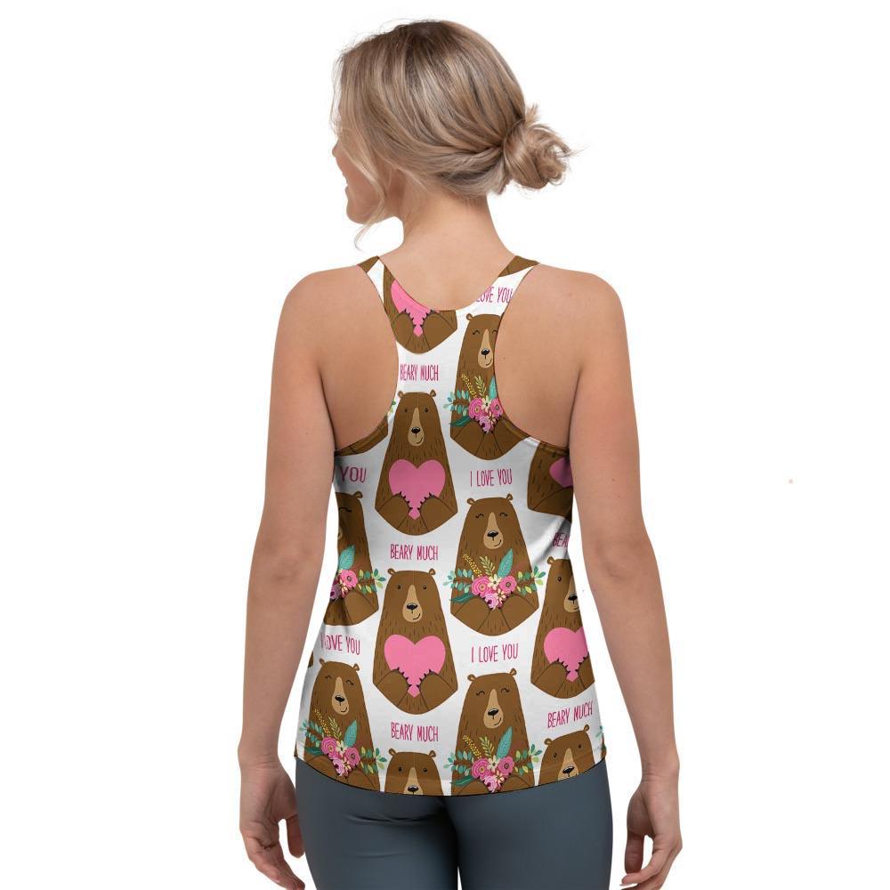 Brown Mama Bear Women's Racerback Tank Top-grizzshop