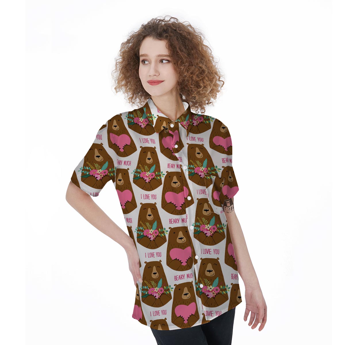 Brown Mama Bear Women's Short Sleeve Shirts-grizzshop