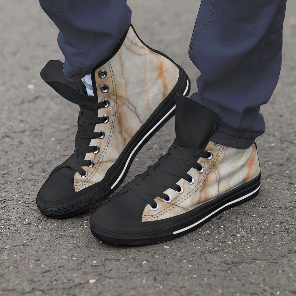 Brown Marble Men's High Top Shoes-grizzshop