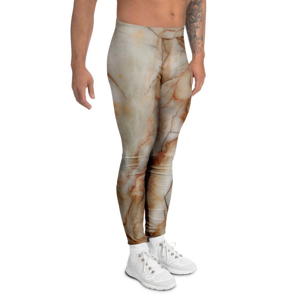 Brown Marble Men's Leggings-grizzshop