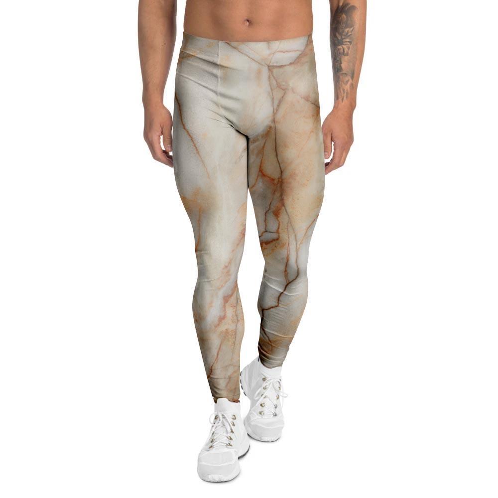 Brown Marble Men's Leggings-grizzshop