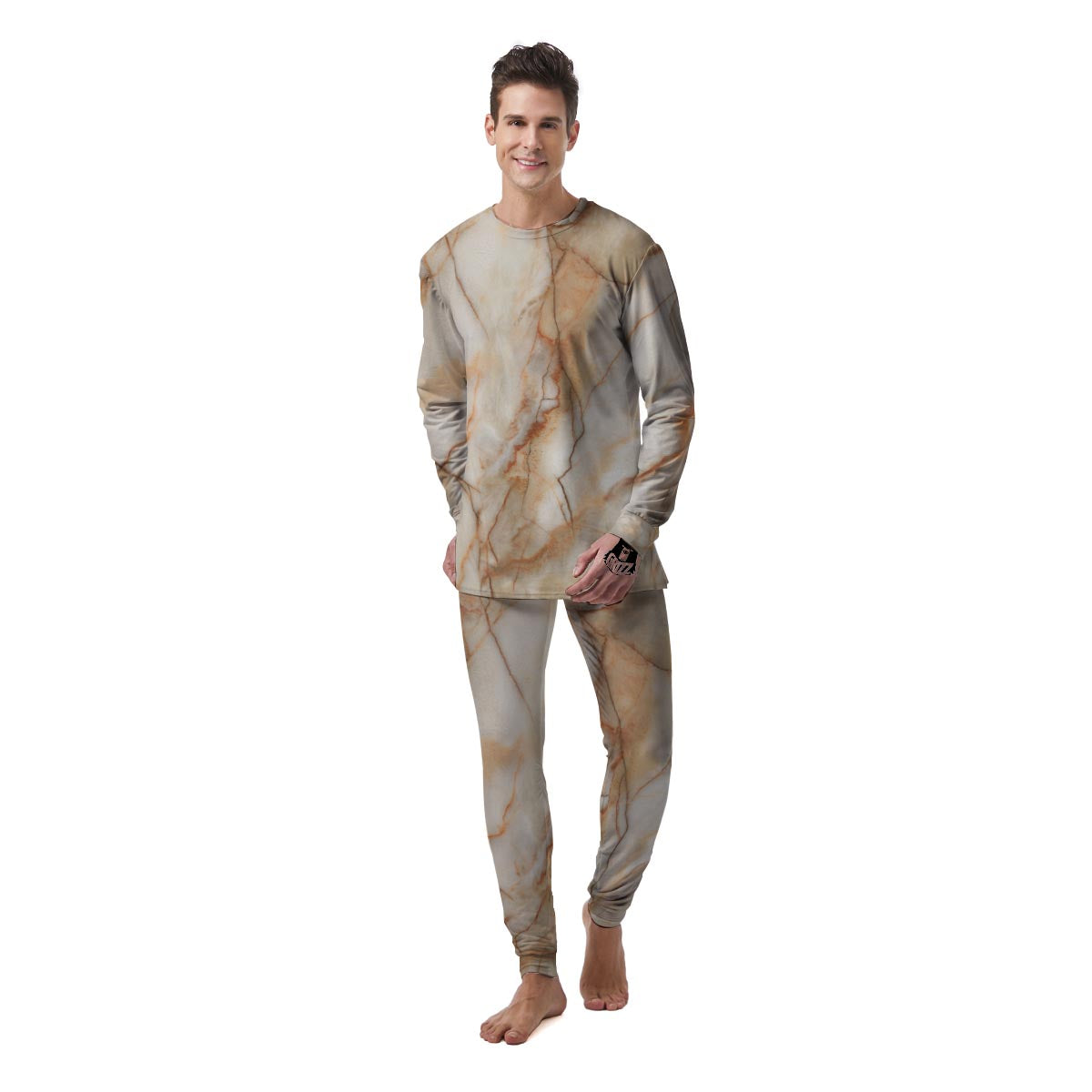 Brown Marble Men's Pajamas-grizzshop