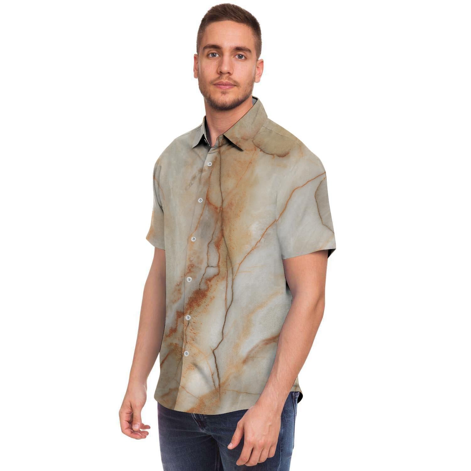 Brown Marble Men's Short Sleeve Shirt-grizzshop